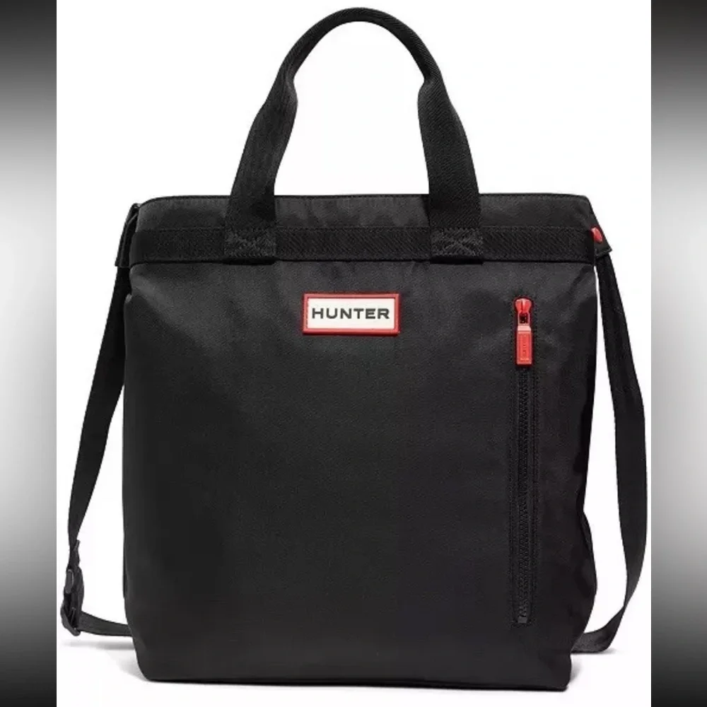 NWT Hunter Black Textile Padded Hybrid Backpack Tote Adjustable Strap